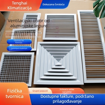 Aluminijski lamelirani izlaz zraka, okrugli i četvrtasti, jednostruki ili dvostruki sloj za središnju klimatizaciju