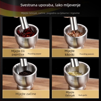 Mojar od 304 nehrđajućeg čelika za češnjak s pestlom, kućni mljevenje