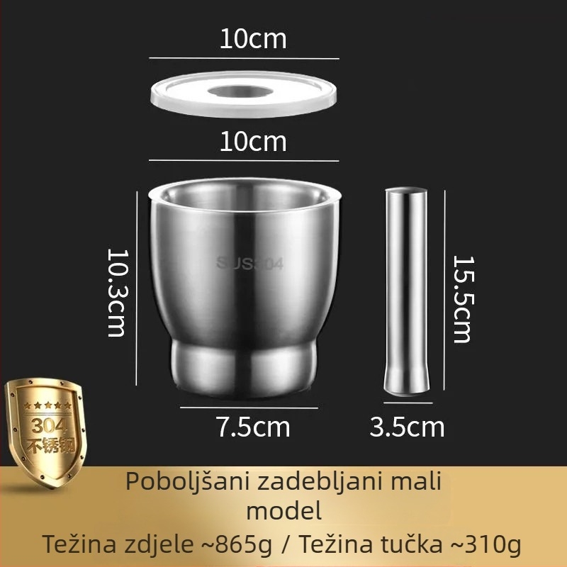 Mojar od 304 nehrđajućeg čelika za češnjak s pestlom, kućni mljevenje
