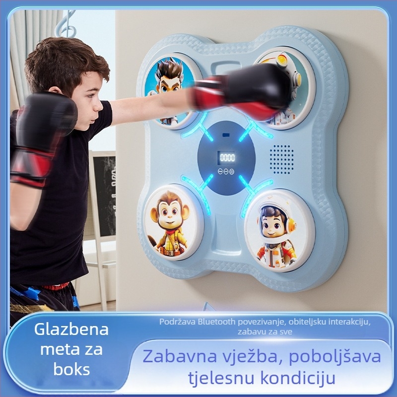 Inteligentni glazbeni boksački cilj za djecu — trening reakcije, zidni nosač, ABS, dimenzije 27.5×27.5×4.5 cm