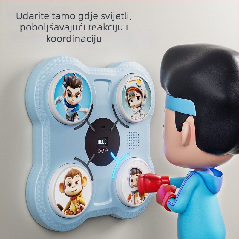 Inteligentni glazbeni boksački cilj za djecu — trening reakcije, zidni nosač, ABS, dimenzije 27.5×27.5×4.5 cm