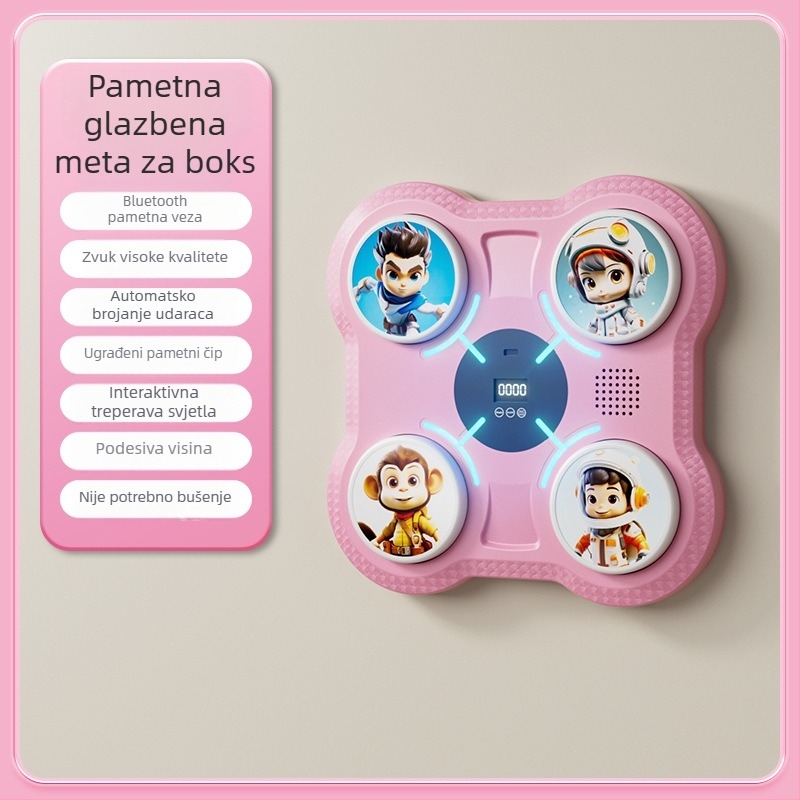 Inteligentni glazbeni boksački cilj za djecu — trening reakcije, zidni nosač, ABS, dimenzije 27.5×27.5×4.5 cm