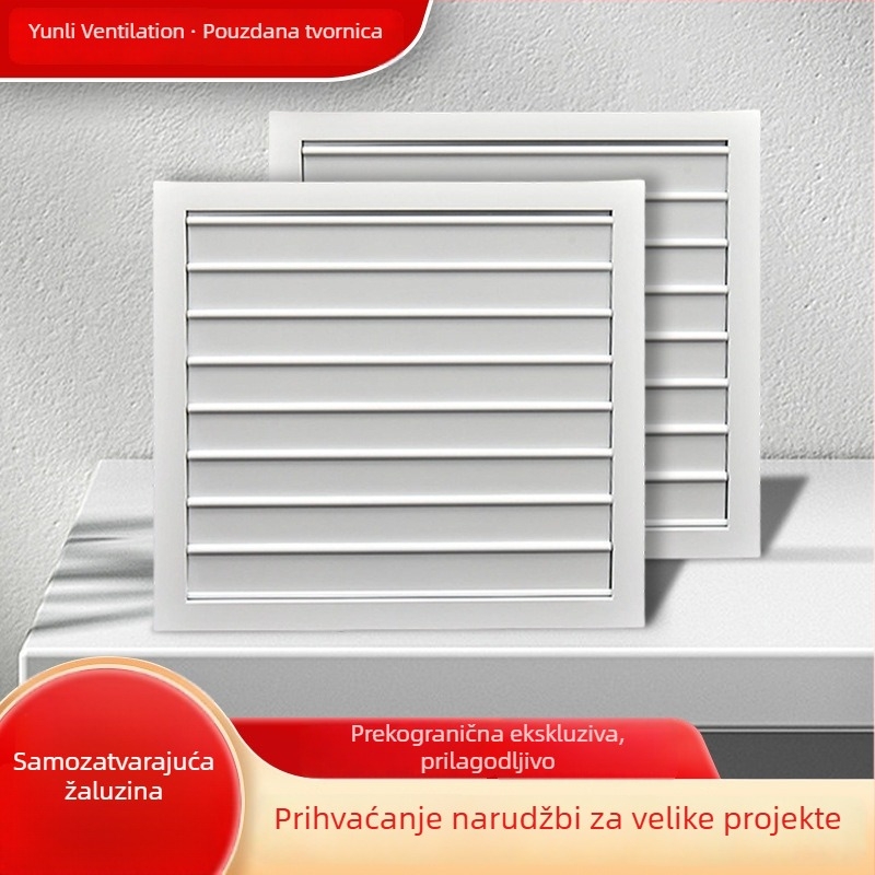 Prilagodljiv jednodjelni lamelirani zračni ventil, otporan na kišu, stropni ventil, aluminijska legura, izlaz i ulaz zraka kroz prozor