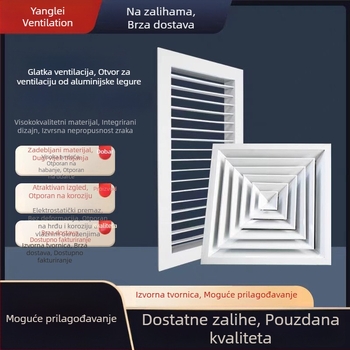 Aluminijski vratni prozor zraka s podesivim ventilacijskim otvorom, dvostruke lamelne rešetke za prašnjavu radionicu