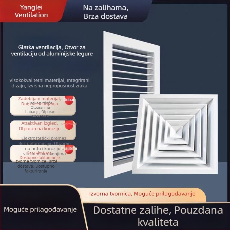 Aluminijski vratni prozor zraka s podesivim ventilacijskim otvorom, dvostruke lamelne rešetke za prašnjavu radionicu
