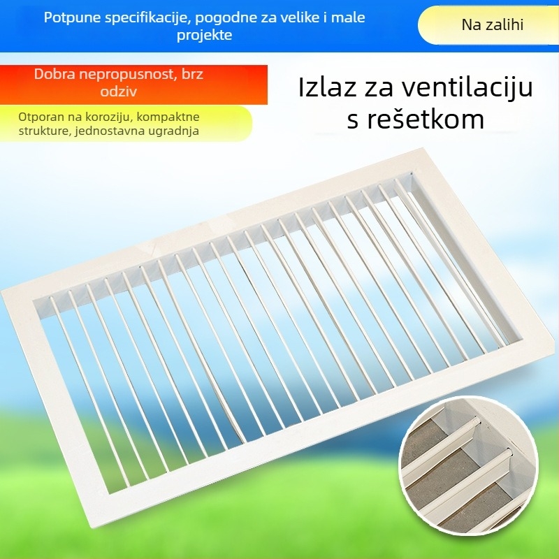 Aluminijski vratni prozor zraka s podesivim ventilacijskim otvorom, dvostruke lamelne rešetke za prašnjavu radionicu