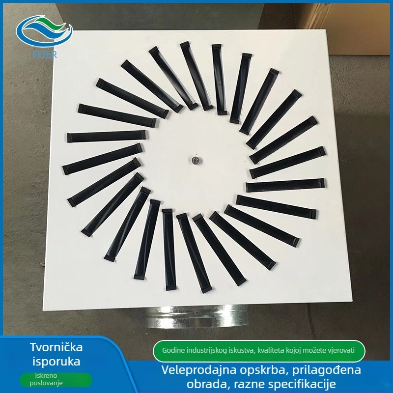 Aluminijski spiralni zračni ventil od aluminijske legure, središnji izlaz zraka, električni, okrugli ili četvrtastog nehrđajućeg čelika
