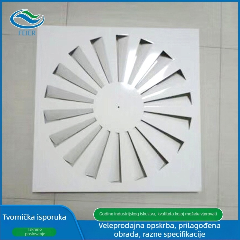 Aluminijski spiralni zračni ventil od aluminijske legure, središnji izlaz zraka, električni, okrugli ili četvrtastog nehrđajućeg čelika
