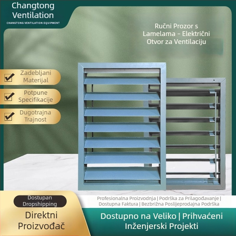 Aluminijska lamelarna rešetka s inspekcijskim otvorom – ručna ventilacija, vodootporna, otporna na koroziju, bez bušenja