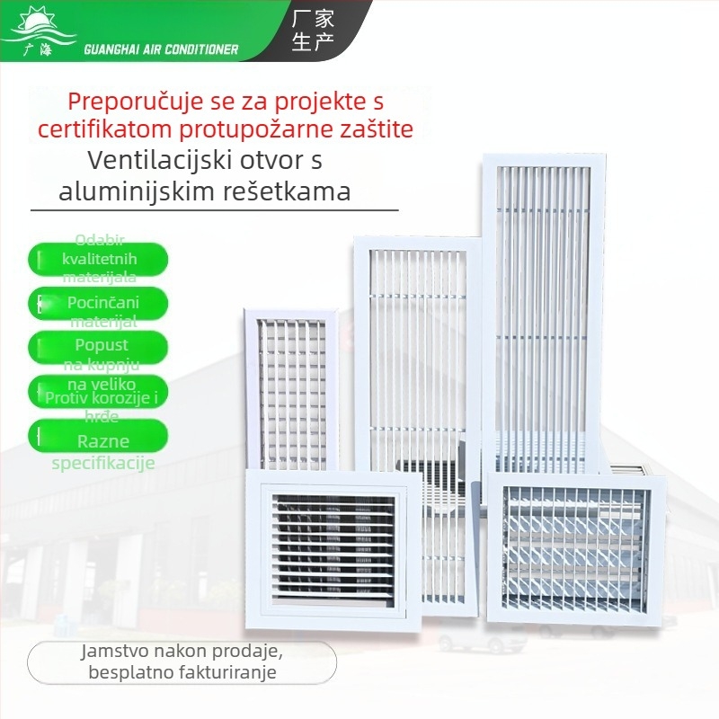 Dvostruko lameliran aluminijski ventil za vanjski zid, otporan na kišu i vjetar, izlaz zraka, kvadratnog i kružnog oblika