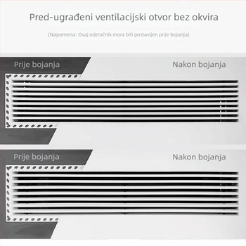 ABS plastični linearni jednoslojni otvor za zrak za središnji klimatizacijski sustav, ugradbeni bez okvira, unutarnja ventilacija