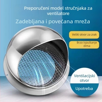 304 nehrđajući čelik, kuglasti izlaz zraka za napa, vanjski zid ventilacije, otporan na kišu, zaštita od ptica i komaraca, vjetrozaštitni kapak