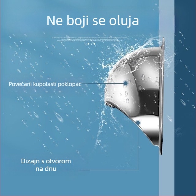 304 nehrđajući čelik, kuglasti izlaz zraka za napa, vanjski zid ventilacije, otporan na kišu, zaštita od ptica i komaraca, vjetrozaštitni kapak
