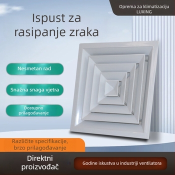 Aluminijski otvor za odvod zraka s ventilacijom za centralnu klimatizaciju, na vanjskoj stijenci, otvarajuće lamelle, protupožarna i kišna zaštita