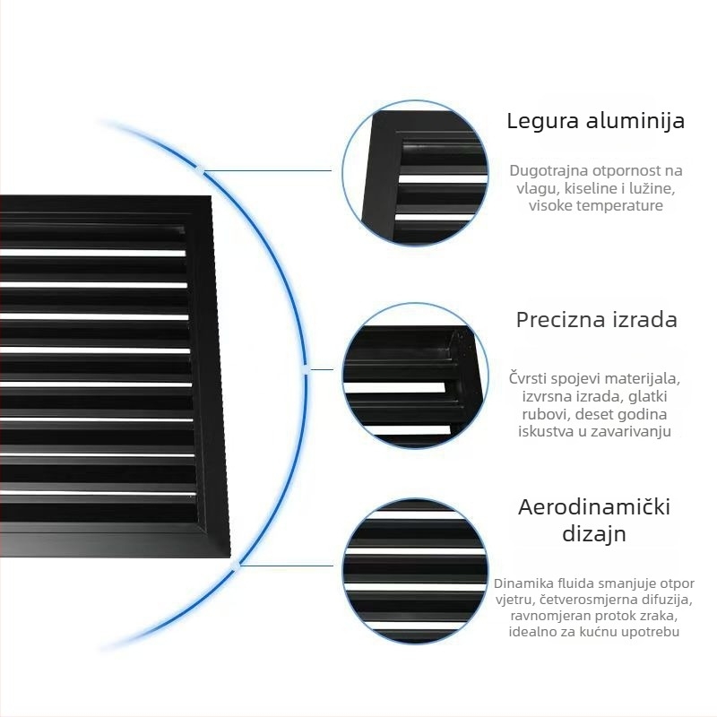 Vanjske žaluzije od aluminijske legure s električnim i ručnim pogonom, vatrootporne i vodootporne lamela za ventilaciju