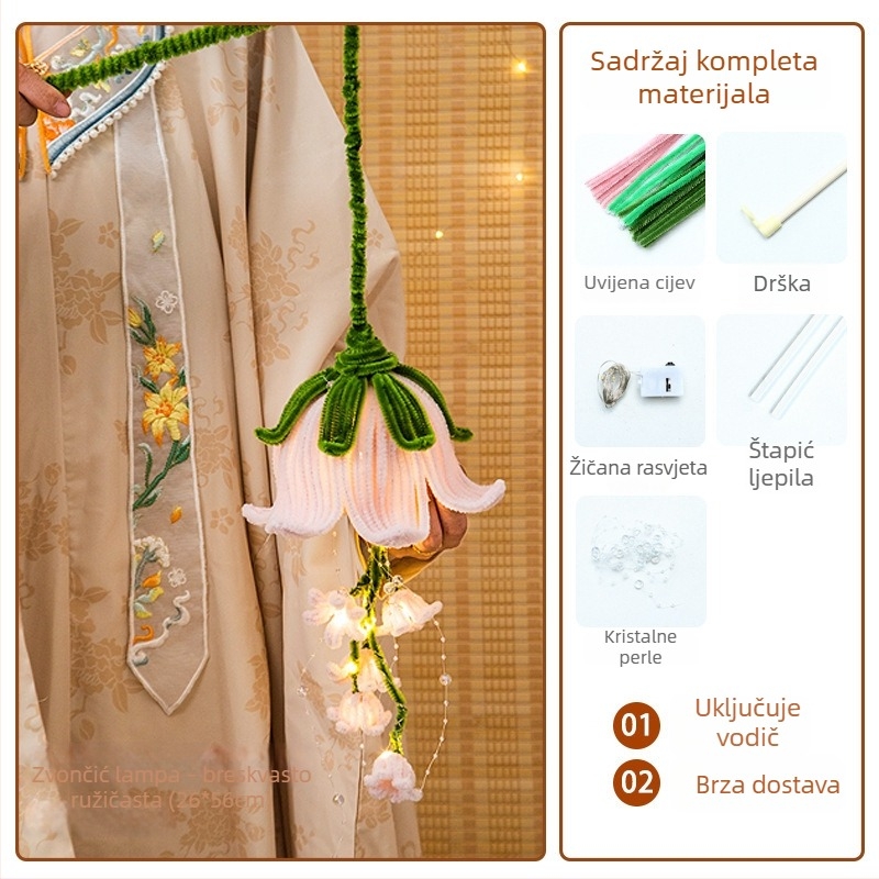 DIY komplet papirnate lampe sa svijetlećom lotos lampom i uvijanjem štapića, kineski stil