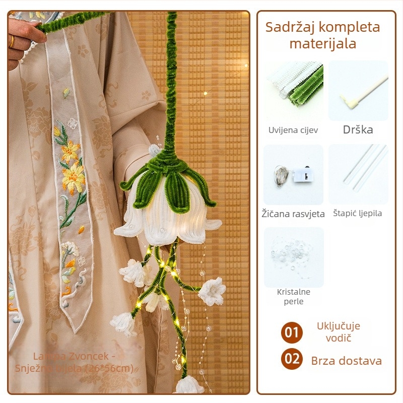 DIY komplet papirnate lampe sa svijetlećom lotos lampom i uvijanjem štapića, kineski stil