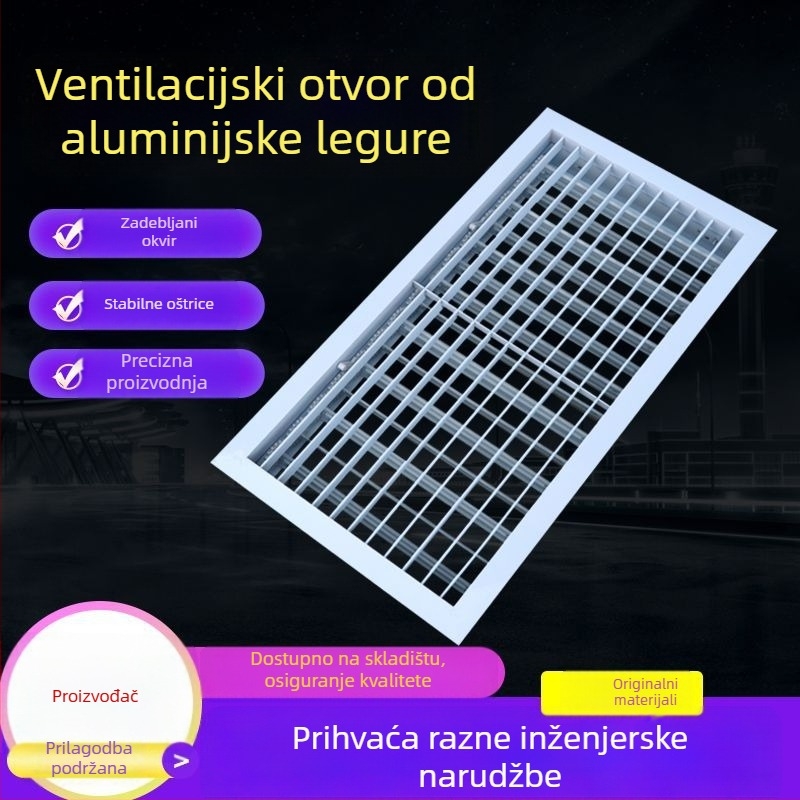 Aluminijski ventil za središnju klimatizaciju sa lamelama, vanjski zidni ventil, vodootporan i otporan na koroziju