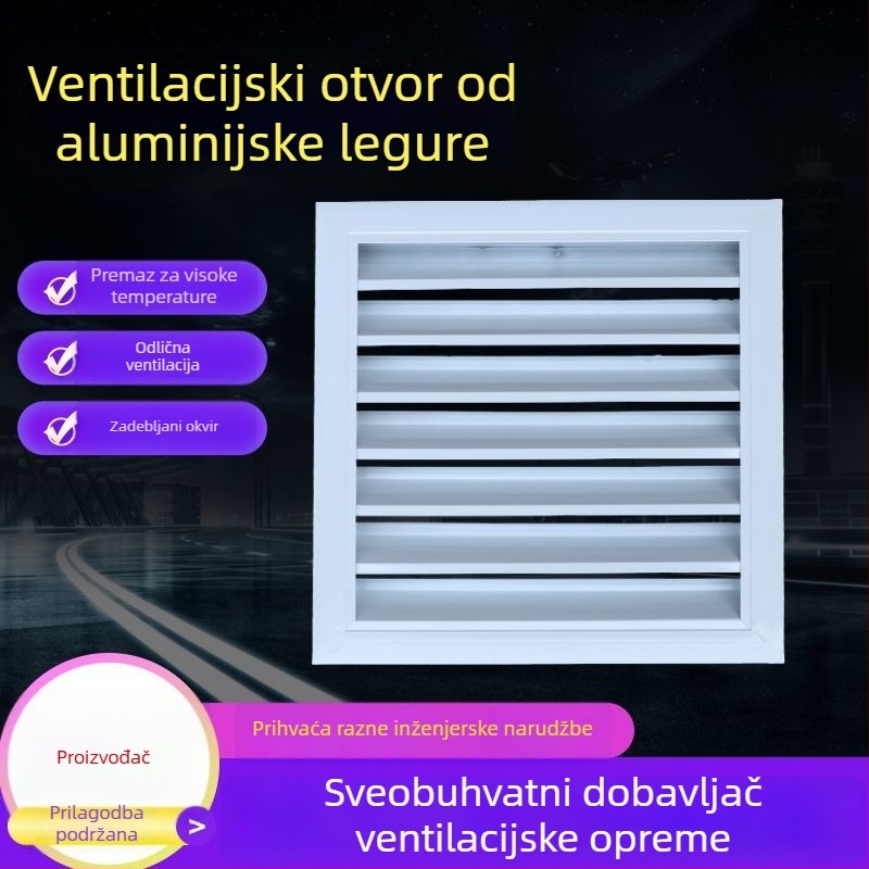 Aluminijski ventil za središnju klimatizaciju sa lamelama, vanjski zidni ventil, vodootporan i otporan na koroziju