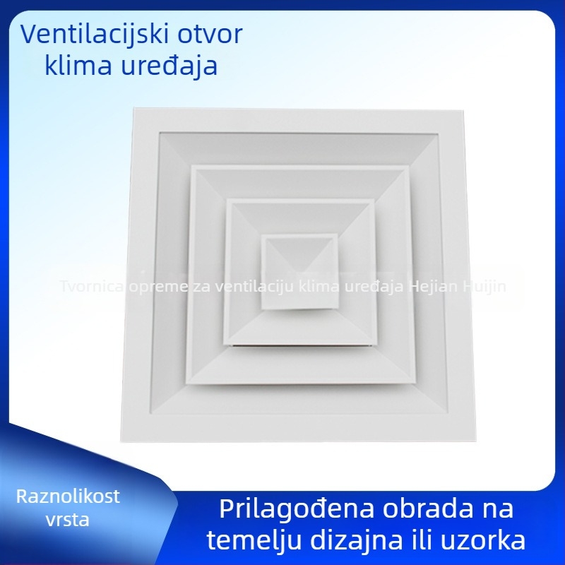Kvadratni izlaz zraka za klima uređaj od nehrđajućeg čelika s lamelama