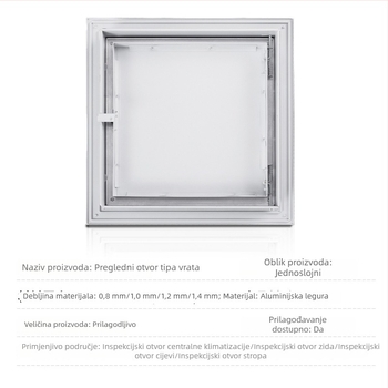 Vrata tip panel za pristup ventilacijskom sustavu, mehanički ispušni ventil, kanal u stropu, aluminijska legura