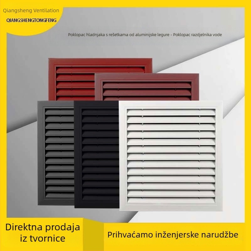 Aluminijski lamelni pokrov za grijanje s poklopom za distribuciju vode i poklopom za klima, izlaz i ulaz zraka, model NQZ-TS-600x600