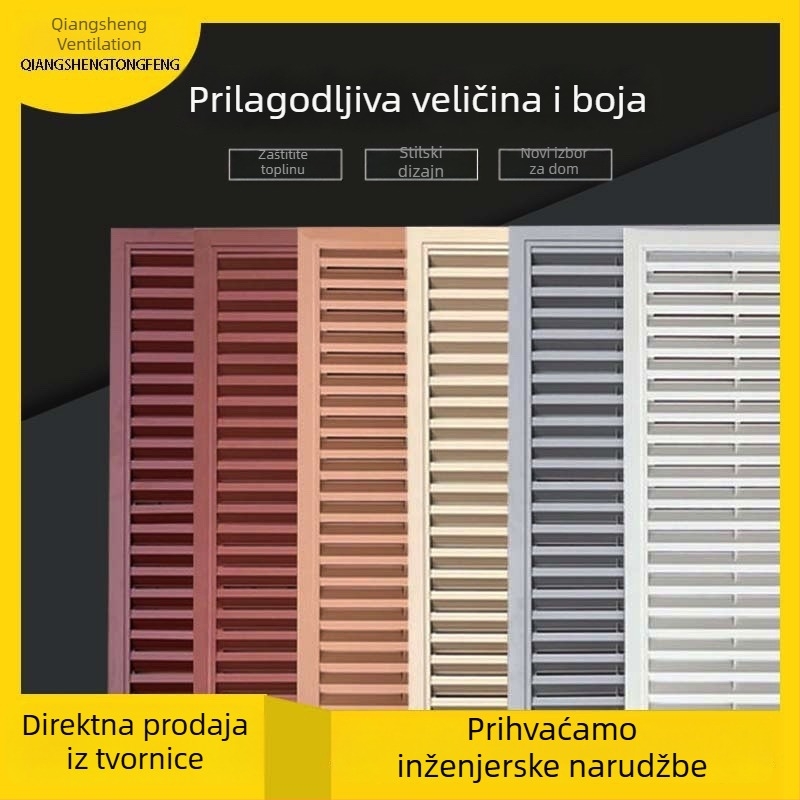 Aluminijski lamelni pokrov za grijanje s poklopom za distribuciju vode i poklopom za klima, izlaz i ulaz zraka, model NQZ-TS-600x600