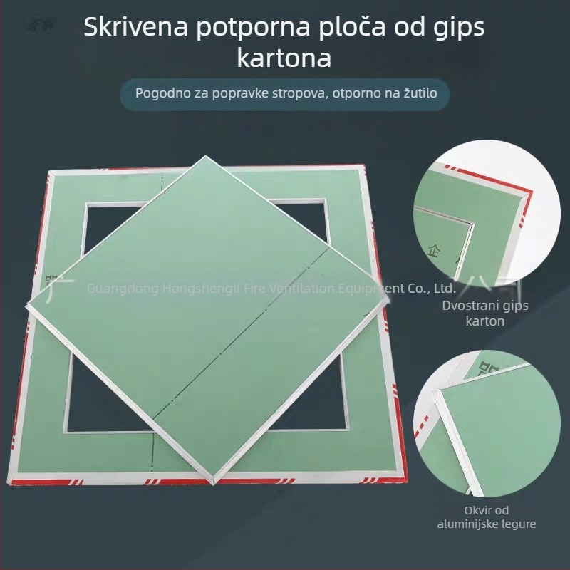 Otvoren pristupni panel za gip ploču s dvostrukim aluminijskim rubom i aluminijskim okvirom za stropnu ventilaciju