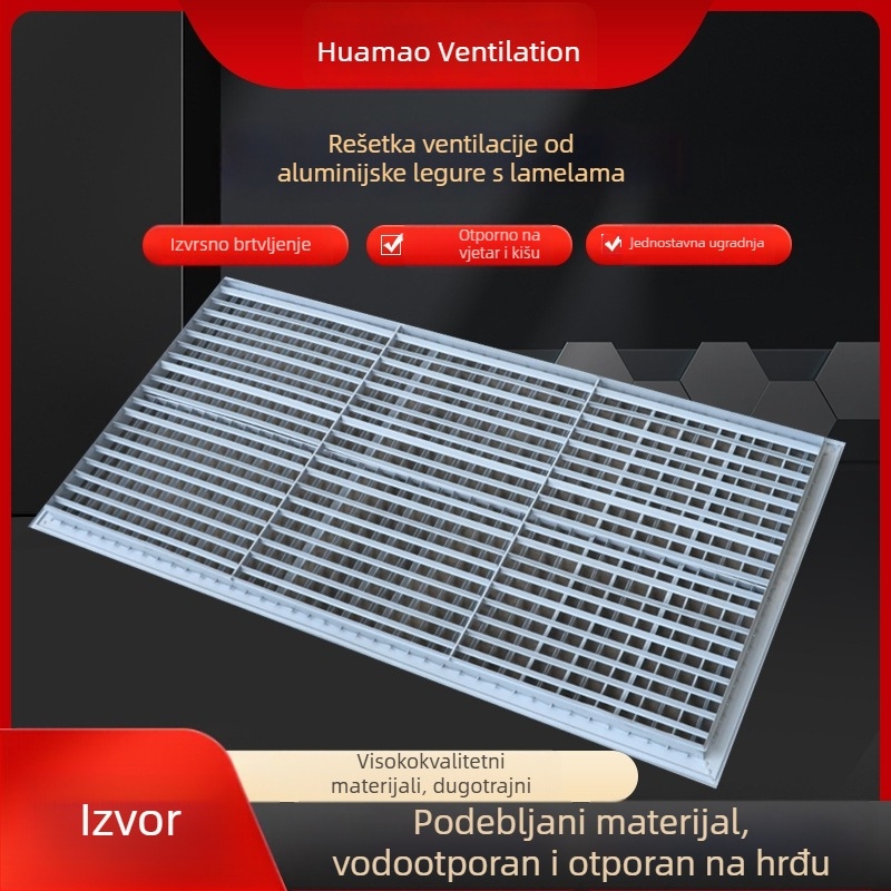Lamelirana mreža od aluminijske legure za centar klimatizacije, ulaz i izlaz zraka, vodootporna i otporna na koroziju