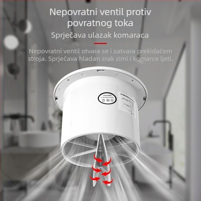 Ventilator za kupaonicu, kružnog oblika, zidni i stropni montažni, snažan i tih, promjer 4 inča