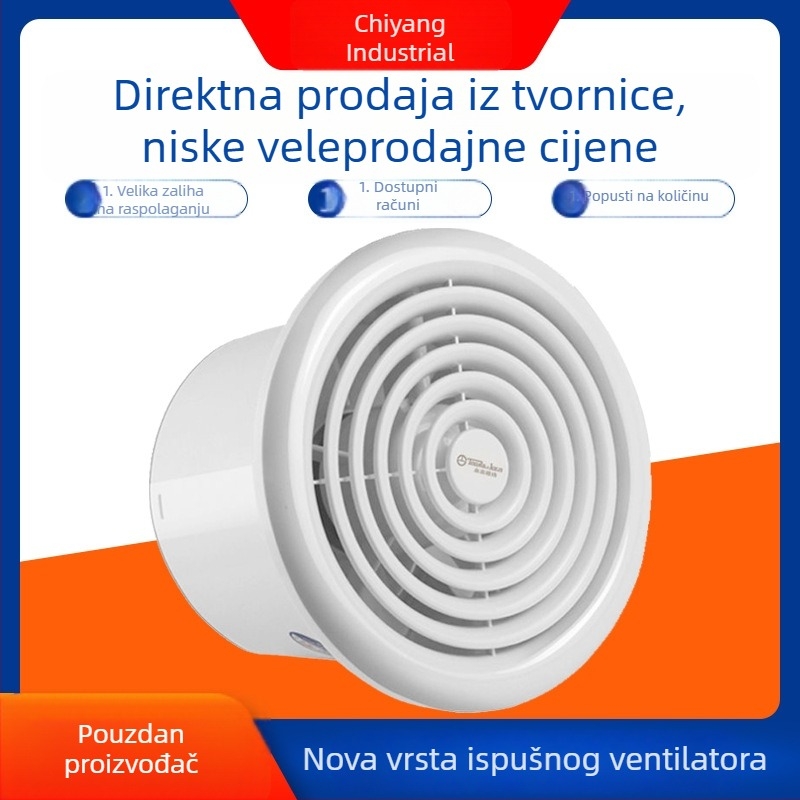 Ventilator za kupaonicu, kružnog oblika, zidni i stropni montažni, snažan i tih, promjer 4 inča