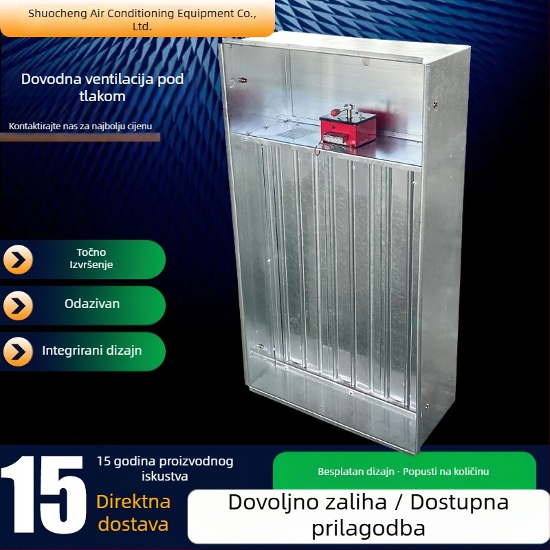Ventil za napajanje zraka pod pozitivnim tlakom, zatvorenog tipa, dimni izlaz s više lopatica, požarni dimni izlaz u stubištu, debele četverokutni aluminijski spoj