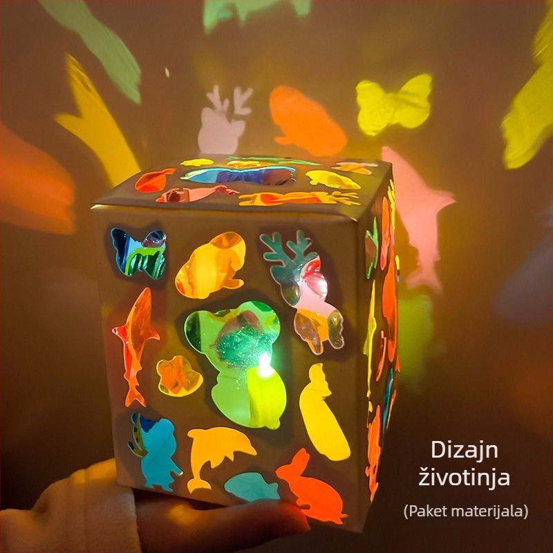 Šarena celofan lampa za djecu, ručna igra svjetlima i sjenama, DIY paket za vrtić, prenosna projekcijska svjetiljka.