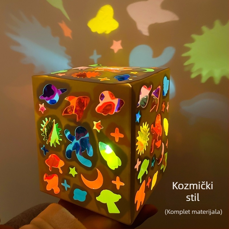 Šarena celofan lampa za djecu, ručna igra svjetlima i sjenama, DIY paket za vrtić, prenosna projekcijska svjetiljka.