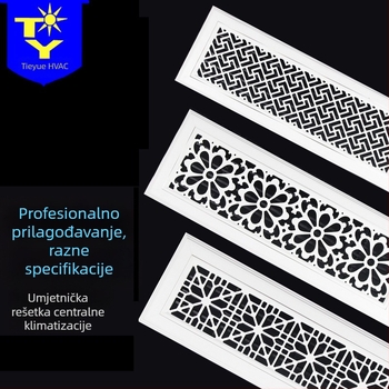 Dekorativna rešetka ventilacije centralnog klima ure⟪a⟫a, kišootporna, jednodijelne lamela od aluminijskog legura