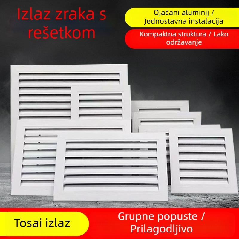 Aluminijski lamelni izlaz zraka za vanjsku stijenu, vodootporan, s vratnim i ispušnim zrakom