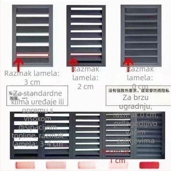 Aluminijski zaštitni pokrov vanjske jedinice klima uređaja s lamelama, kišootporan, prozračan, otporan na hrđu, zaštita vanjskog zida