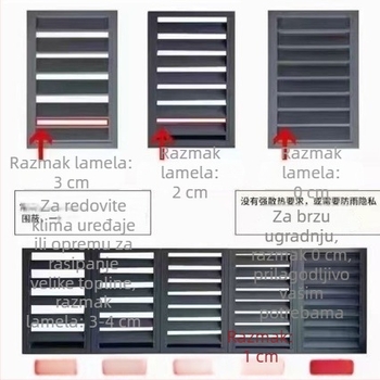 Aluminijski zaštitni poklopac za vanjsku jedinicu klima uređaja s lamelama, vodootporan, prozračan, otporan na hrđu, zaštita vanjskog zida