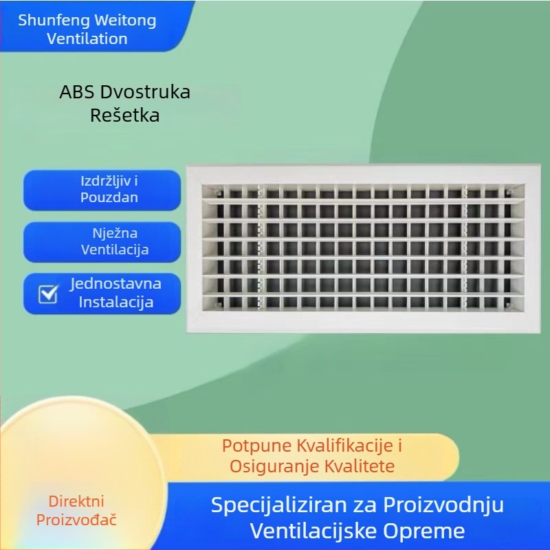ABS integrirani kvadratni dvostruki lamelni izlaz zraka za središnje grijanje i hlađenje, podesiv protok zraka