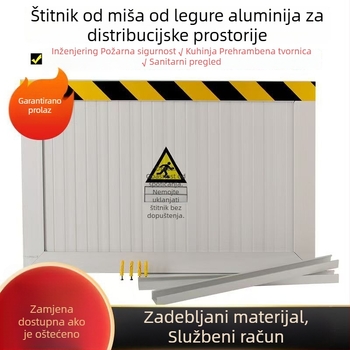 Aluminijska barijera protiv štakora za vrata, nehrđajući čelik, prilagođena za prostorije distribucije, zaštita od požara i higijena