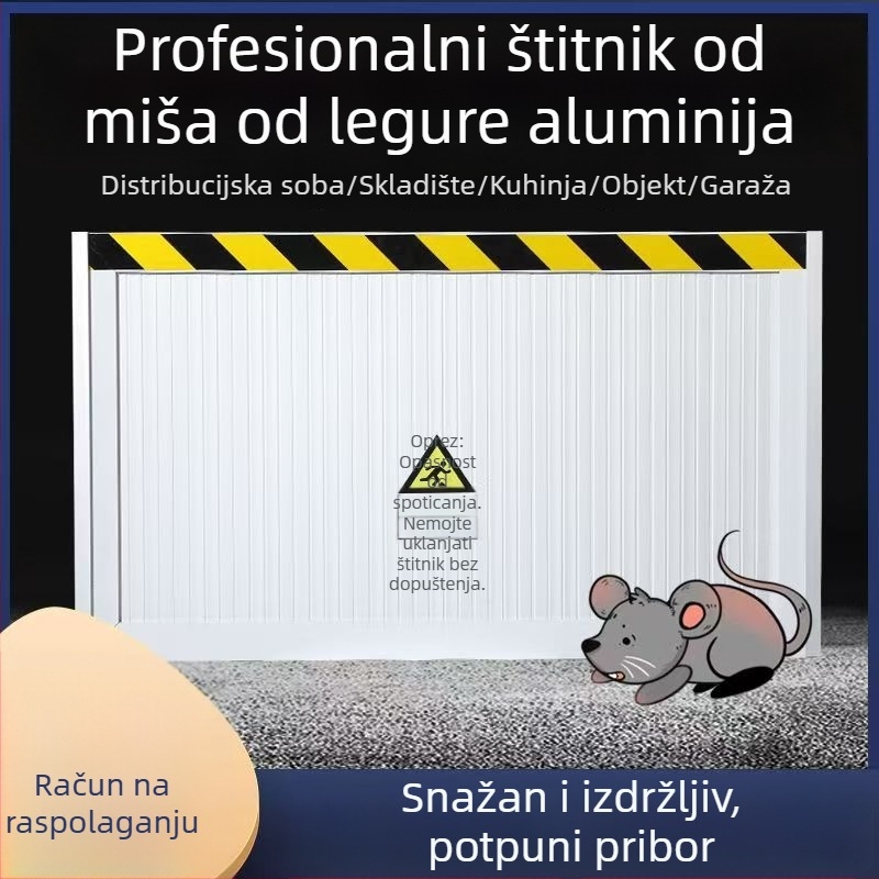 Aluminijska barijera protiv štakora za vrata, nehrđajući čelik, prilagođena za prostorije distribucije, zaštita od požara i higijena