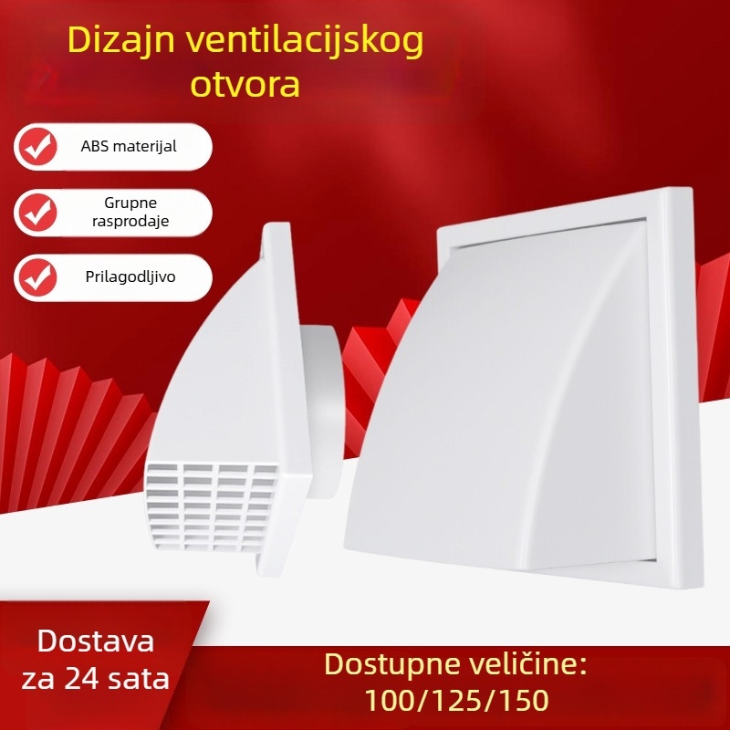 ABS sustav za svjež zrak – kvadratni vanjski zidni ventil, kapica za ventilaciju, pravokutni stil cijevi