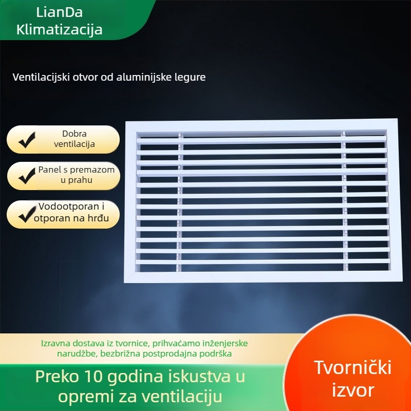 Lianda aluminijski lamelirani zračni izlaz, trakasti otvor za središnji klimatizacijski sustav, ugrađena dovod zraka, inspekcijski otvor