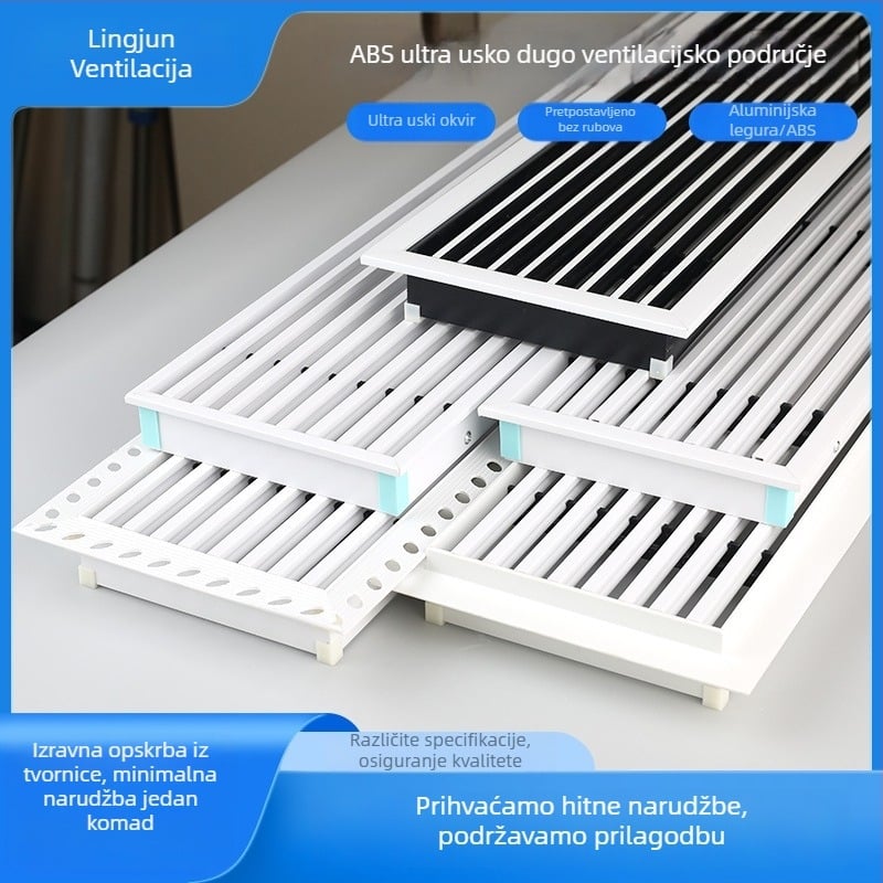 Po narudžbi linearni izlaz zraka od aluminijske legure, izuzetno uska i duga rešetkasta otvor, ABS anti-kapanje za klimatizacijski ispušni otvor