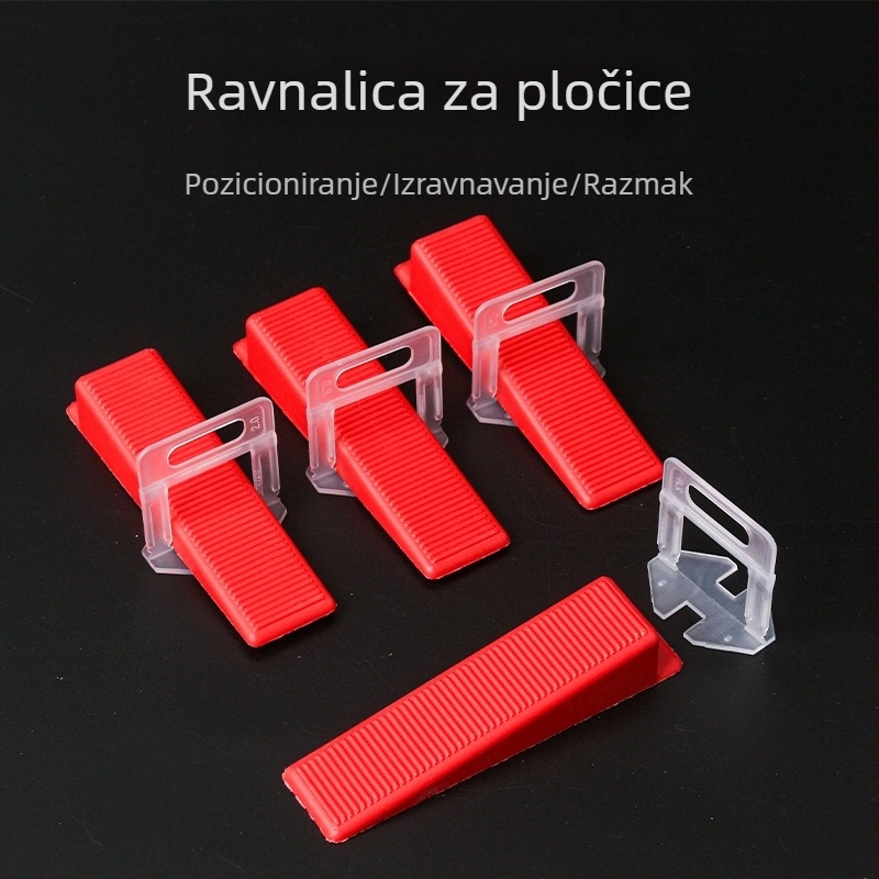 Set alata za niveliranje spojeva pločica: niveler, klipse, pozicioner, umetci i klinovi za ugradnju pločica na zid i pod