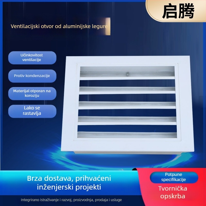 Premazani aluminijski spoj za ventilacijske cijevi, jednostrani i dvostrani lamelni izlaz, kvadratni difuzor