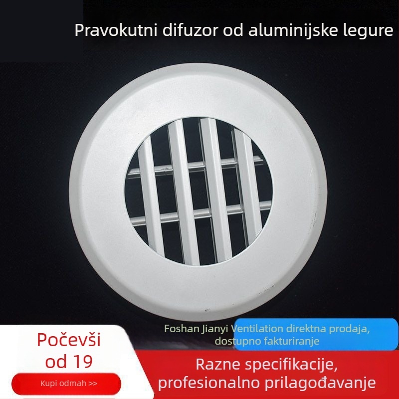 Kružni stropni difuzor od aluminijske legure, 6-8 inča, unutarnja klimatizacija, lamelarni dizajn