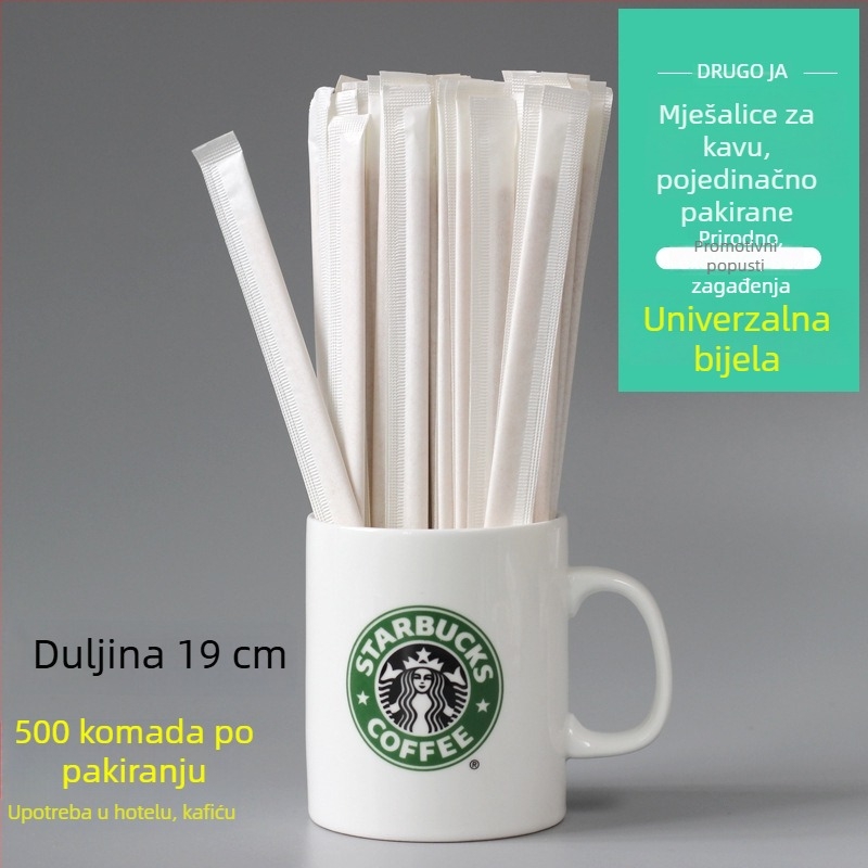 Drveni štapić za kavu, jednokratni, s dugom držačem, 19 cm