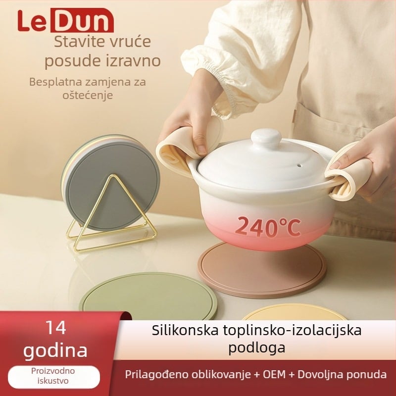 Leton kružni silikon podmetač za kuhinju, otporan na visoke temperature, dvostrani podmetač za čaše i stol