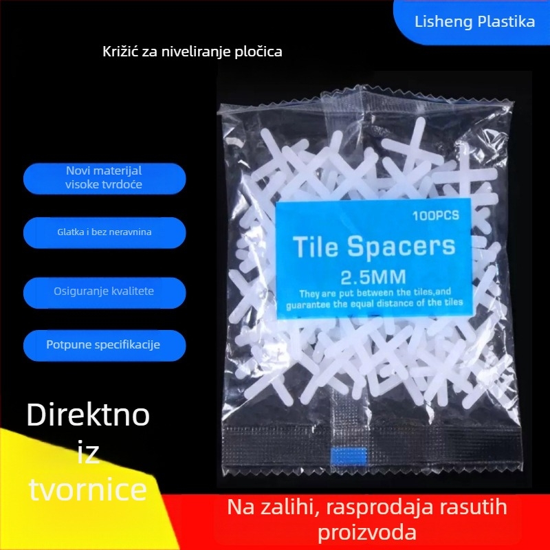 Sustav poravnavanja pločica s križićima 2 mm i 2,5 mm, plastični klipovi za razmake